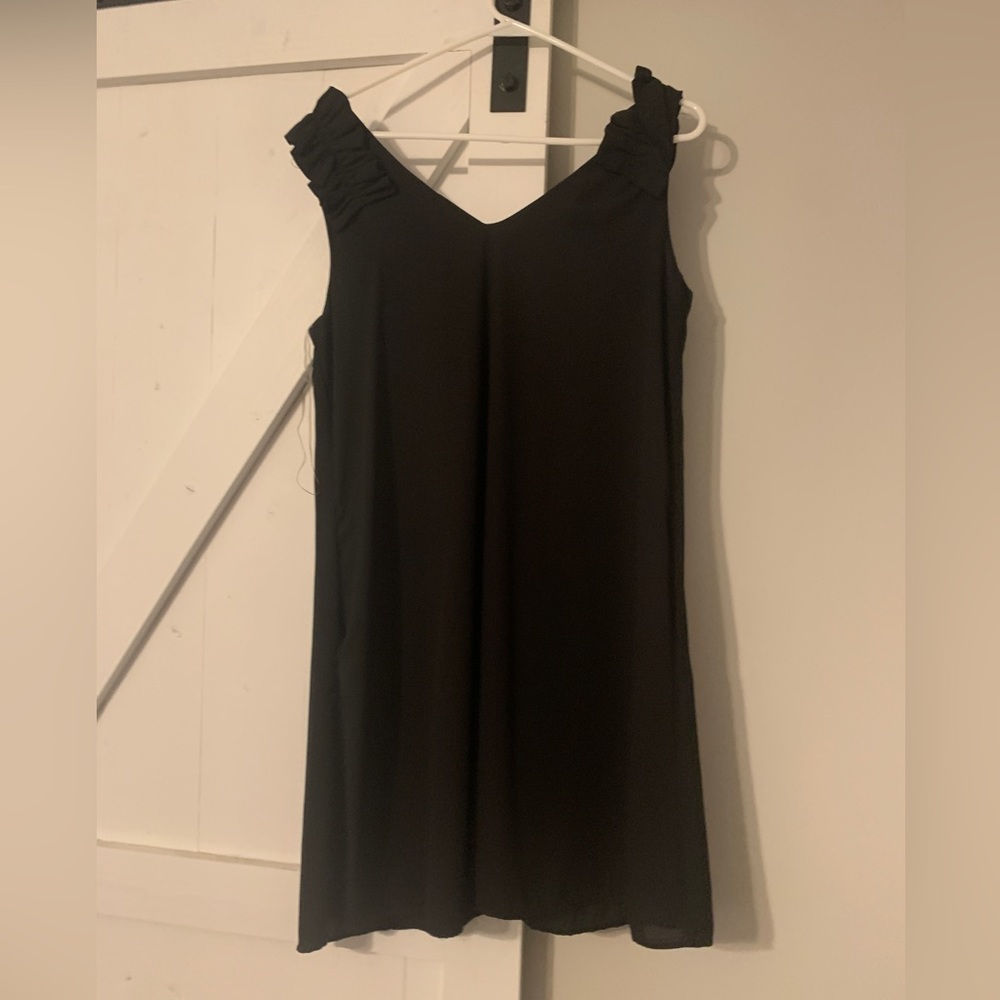 Black Ruffle Shoulder Dress
